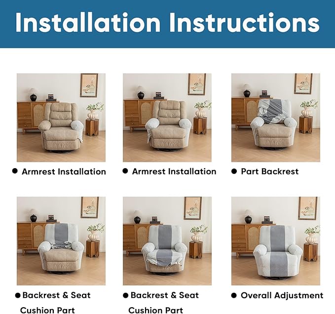 Lavish Cover Jacquard Recliner Chair Cover, Stretch Recliner Slipcover, Lazy Boy Recliner Sofa Protector, Furniture Cover for Pets and Scratches(Recliner,LightGrey+Darkgrey)