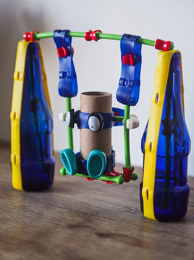 Open-Ended Educational Construction Arts and Crafts Building Toy Kit DIY Imaginative Recycling Toy-Making kit for Kids of All Ages Basic 32 Pcs Set