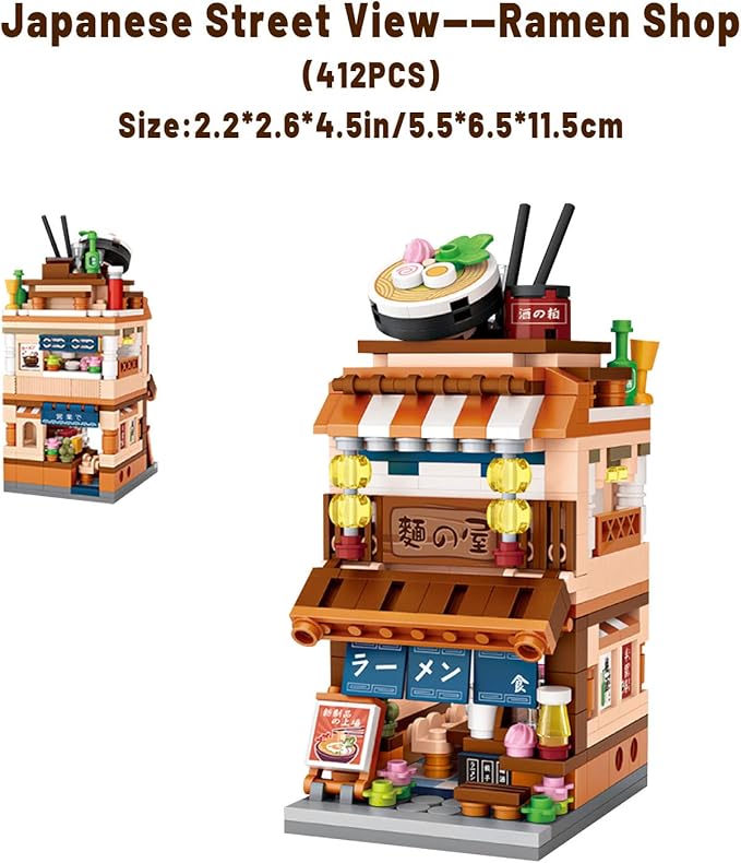 Japanese Street View Shop Bricks, Mini DIY Building Blocks Model MOC Construction Toy (Ramen Shop)