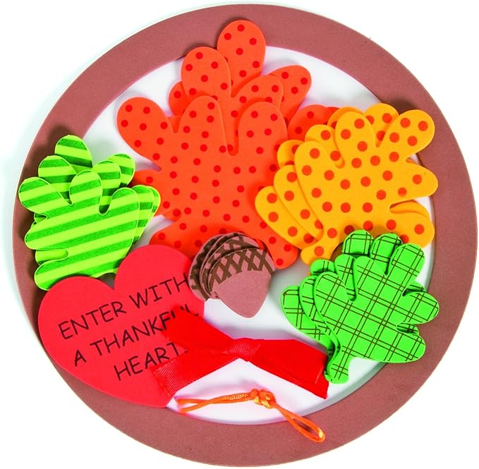 Enter with A Thankful Heart Wreath Craft Kit Makes 12 - Thanksgiving Crafts for Kids and Fun Home Activities