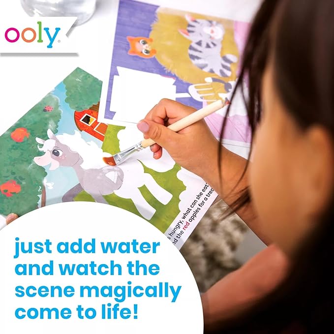 Ooly Water Amaze - Includes 12 Reveal Boards & Brush, Reusable Reveal Pads for Kids, Coloring Books for Toddlers, Paint with Water Books Ages 2+, On The Farm