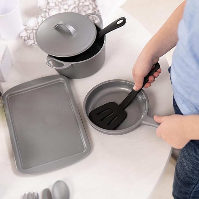 Melissa & Doug 22-Piece Play Kitchen Accessories Set - Utensils, Pot, Pans, and More , White