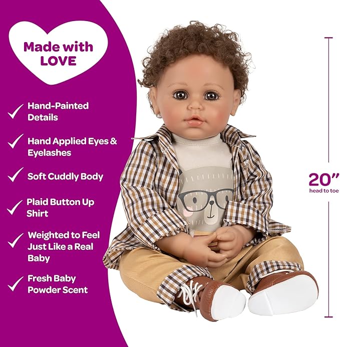 ADORA Realistic Baby Doll Bear Hugs ToddlerTime Doll - 20 inch, Soft CuddleMe Vinyl