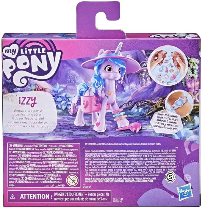 My Little Pony: A New Generation Movie Crystal Adventure Izzy Moonbow - 3-Inch Purple Pony Toy, Surprise Accessories, Friendship Bracelet