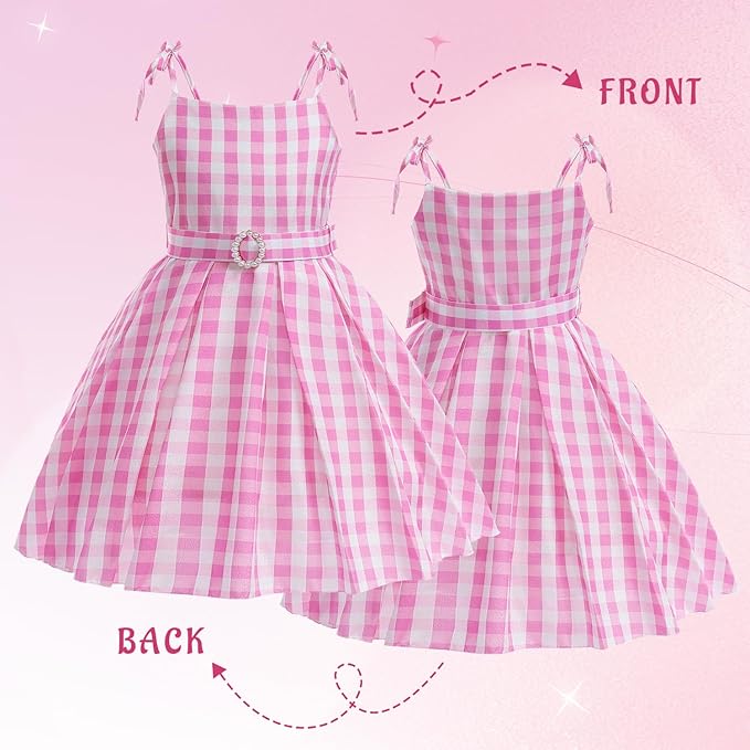 Girls Pink Costume Dress Movie Cosplay Dress Up Kids Outfits Halloween Birthday Party