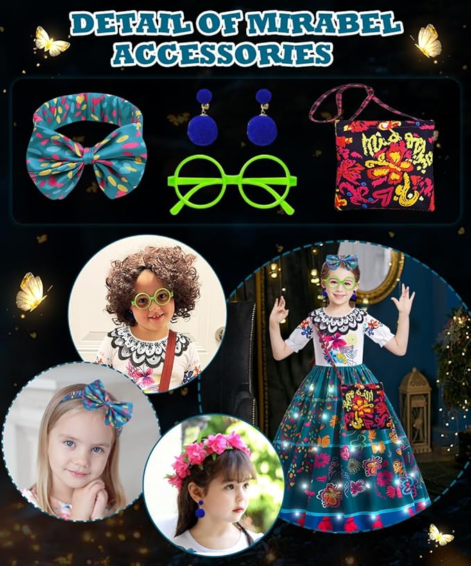 TOLOYE Princess Dress Up for Girls, Princess Costume for Girls Light Up with Accessories for Halloween Carnival Cospaly