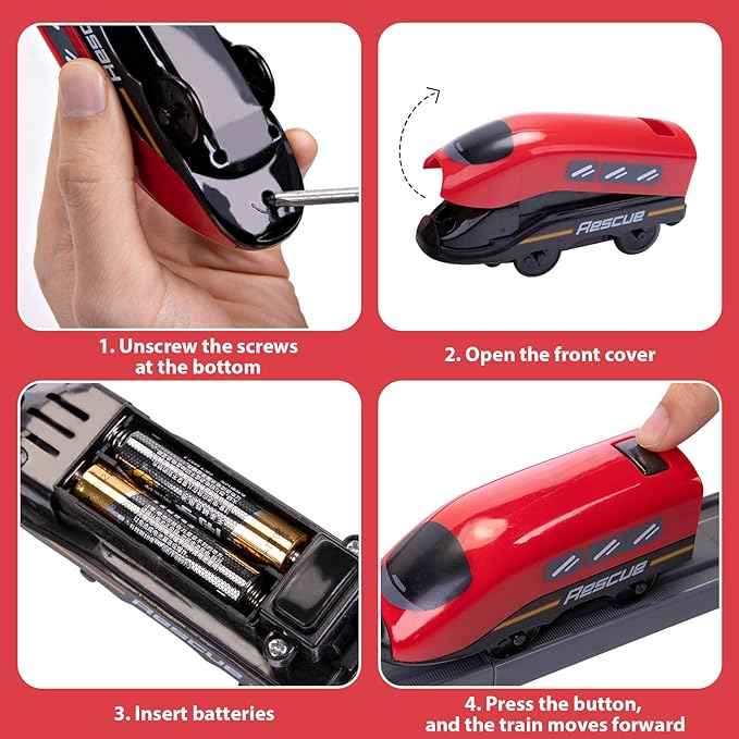 Wdmiya Train Set for Toddlers, 92 Pcs Train Toys for Kids Ages 2-8, Electric Trains Sets with Tracks (Magnetic Connection), Battery Operated Trains Birthday Gift for 2 3 4 5 6 7 Years Old