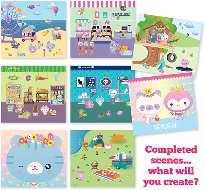 Craft-tastic Sticker It Up! – Reusable Sticker Book for Kids – 750+ Repositionable Stickers Create Designs on 8 Scene Pages for Hours of Mess-Free, Screen-Free Fun