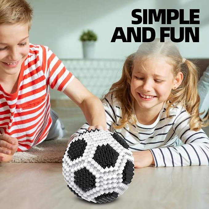 Soccer Ball Building Block Set, Adults' challenging STEM Block Decorations, Miniature 3D Educational Toys for Ages 14 15 16 and Above, (437 Pieces)