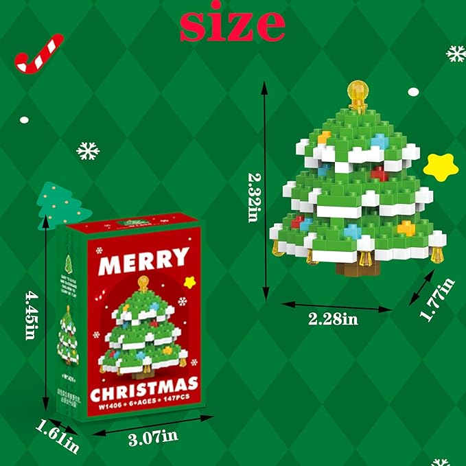 Christmas Tree Building Blocks Set Compatible with Lego Advent Calendar 2024 Stacking New Toys Holiday Present Box New Year Xmas Gifts for Kids for Boys & Girls and Adults