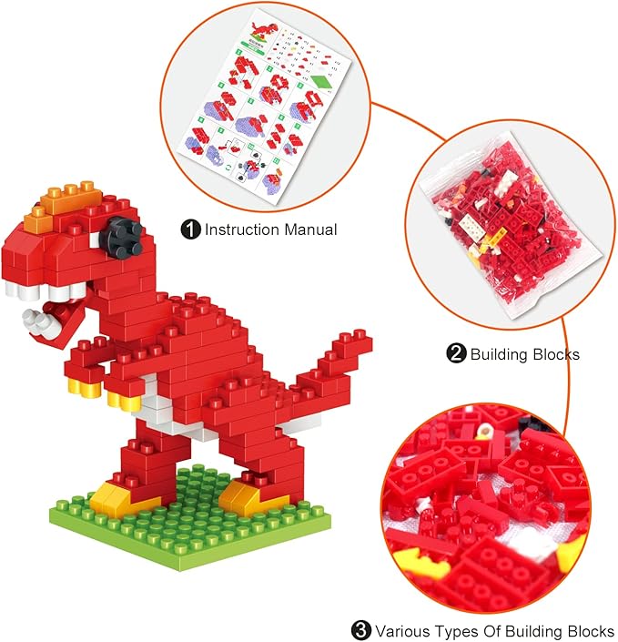 Animals Building Sets, Party Favor for Kids Small Toy Prizes, Dinosaur Whale Bulldog Panda Model Building Blocks, Birthday Party Favor Valentines Gifts for Kids Class Prize