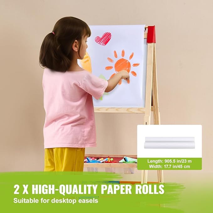 VEVOR Easel Accessory Set, 32 PCS Kid's Art Easel Painting Kit Including Chalks, Dry-Erase Markers & Paper Rolls, Supplies Set for Standing Art Easel, Painting Accessories for Toddlers Boys and Girls