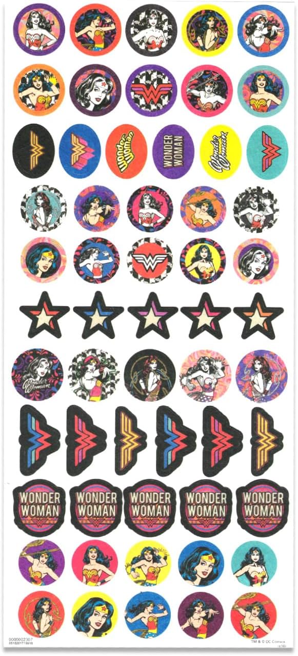 DC Comics Wonder Woman Party Favors for Kids ~ 96 Pc Bundle with Wonder Woman Sticker Paper Bracelet Activity Pack for Girls | Wonder Woman Birthday Party Supplies