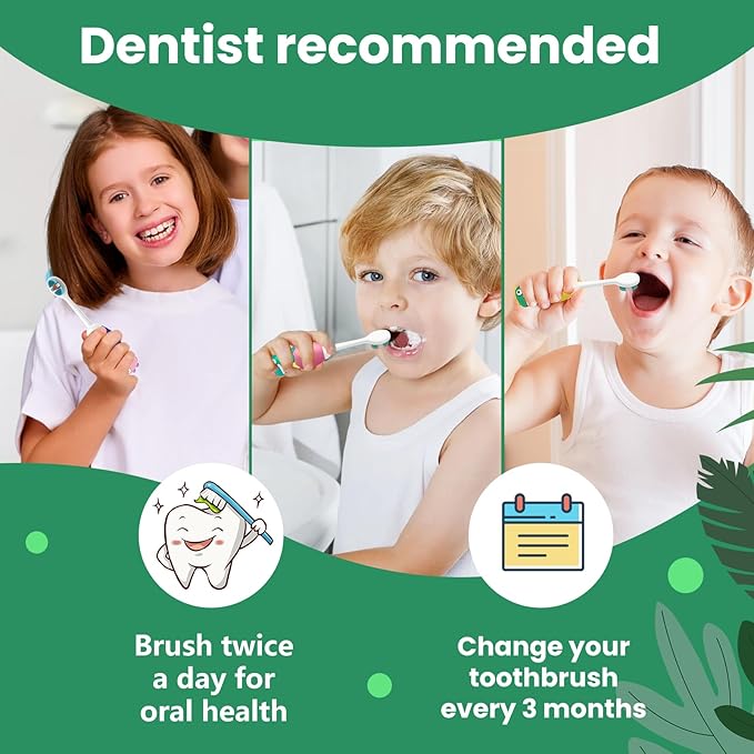Kids Manual Toothbrush, Extra Soft Bristle Toddler Toothbrush with 10000 Bristles, Kids Travel Toothbrush Designed for Delicate Teeth & Gums for Children 2-7 Years (Purple)