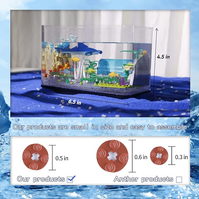 Fish Tank Building Blocks Toy Sets,Creative Ideals Aquarium Building Blocks(Can add Water and Charge Light Effects), Best Choice for 6+ Boys, Girls or Adults