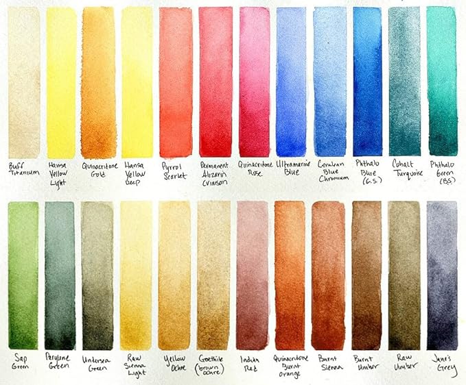 Daniel Smith Color Hand Poured Pan Set with BONUS Metal Box and Empty Half Pans, 24 Units (Pack of 1)