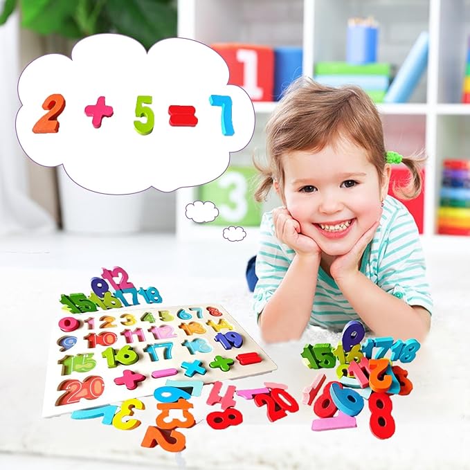 Number Puzzle - Montessori Wooden Puzzles for Toddlers 3-5 | Shape Learning Puzzle Learning Toy for Toddlers 3-5 number blocks toys for kids | Toddler Learning Toys Preschool Educational Gift for Kids
