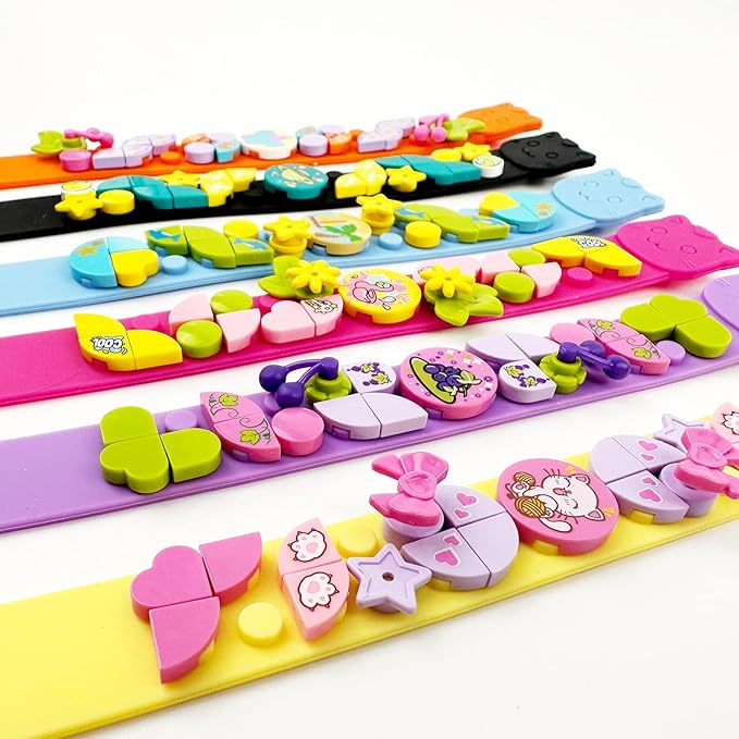 SIENON Dots Bracelets 6Pcs Kids Building Block Bracelets, DIY Creative Craft Project Bracelet Making Kit for Kids Friendship Bracelets, Dots Construction Toys for Boys Girls Birthday Christmas Party