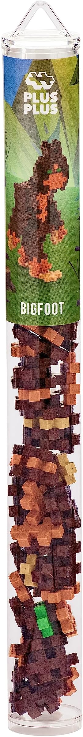 Plus Plus 3D Puzzle Cryptid Construction Building Block Set, Fun Fantasy Figures Stem Toys for Kids, 70 Interlocking Pieces - Bigfoot Mini Maker Tube