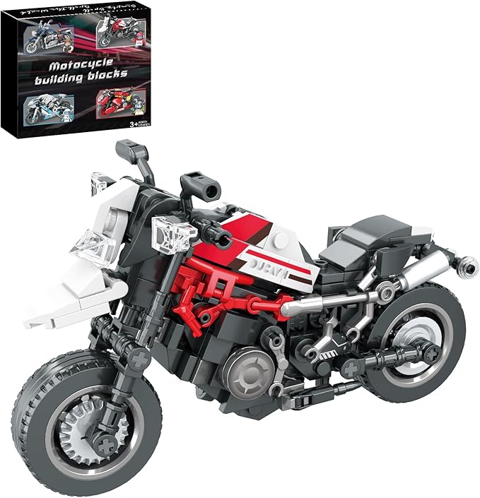 Motorcycle Building Blocks for Boys, 88012 Collectible Motorcycle Display Models Off-Road Motorbike Building Toy 303Pcs,Birthday for Age 6+ Boys, Compatible with Classical Brand Set