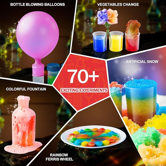 Science Kits for Kids - 70 Experiments Science Kit for Kids Age 6-12 Year Old, STEM Educational Science Toys Gifts for Girls Boys, Chemistry Set, Crystal Growing, Erupting Volcano