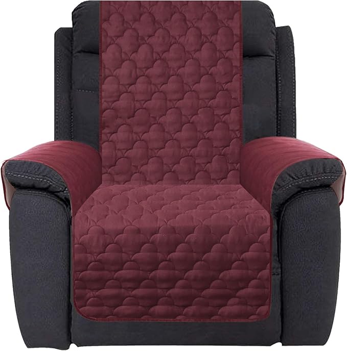 CHHKON Waterproof Nonslip Recliner Cover Stay in Place, Dog Couch Chair Cover Furniture Protector, Ideal Loveseat Slipcovers for Pets and Kids (Burgundy, 30'')