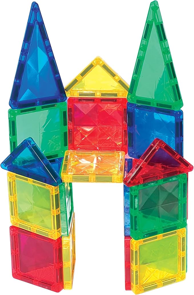 CreateOn Crayola Mini Magnetic PIP-Tiles, Bold Colors - Building Set for Kids, Magnetic Building Toys for Kids, STEM Travel Toys for Boys and Girls Ages 3+, 24-Piece Set (Bold)