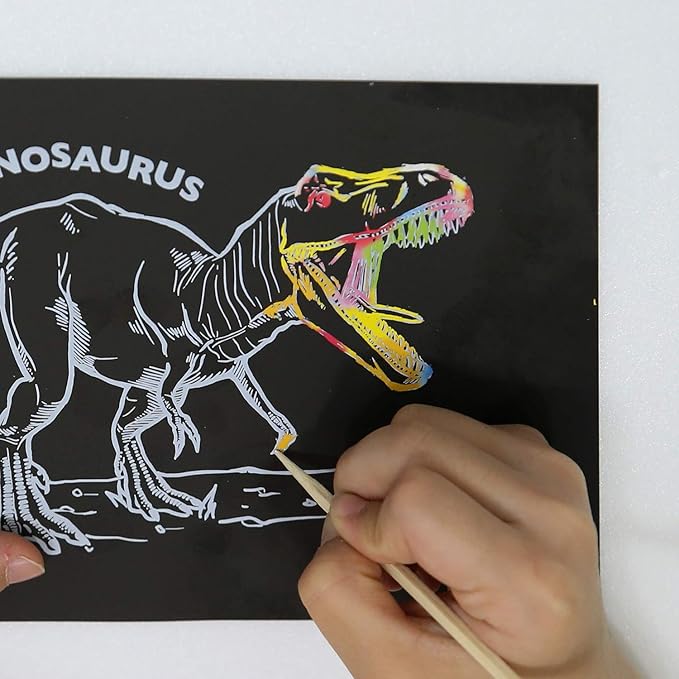 DINORY Scratch Art for Kids & Adults, Dinosaur Scratch Set 102 (10 Dinosaurs)