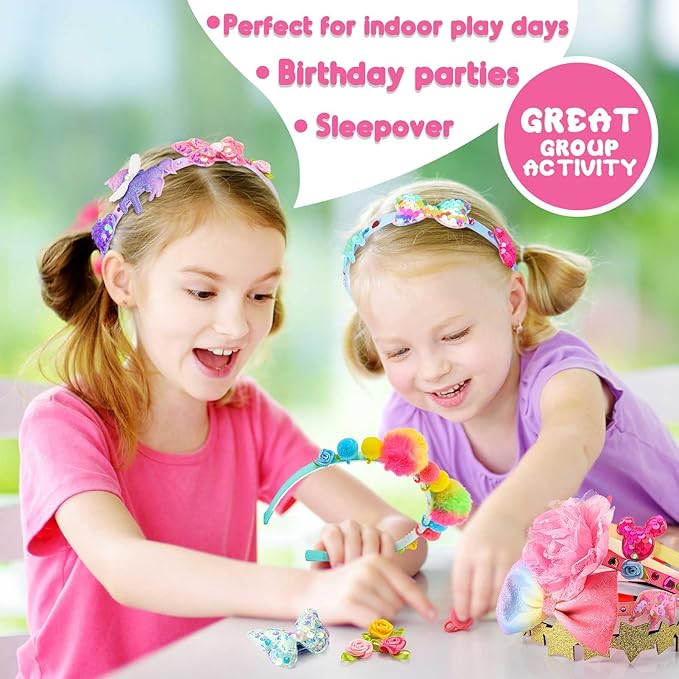 SYOKZEY Hair Accessories for Girls, Headband Making Kit,Toys Gifts for 3-12 Years Old Girls,Girls Toys Age 6-8, Arts and Craft Kits, Birthday Presents DIY Christmas Stocking Stuffers- 49 Pc