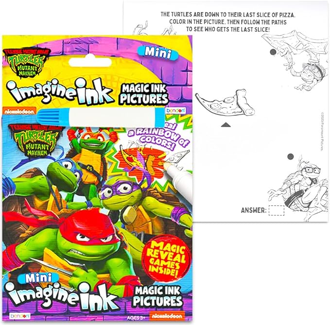 Magic Ink Coloring Book Set - Bundle of 3 Imagine Inks for Kids Toddlers Featuring PJ Masks, Paw Patrol and TMNT with Invisible Ink Pens and Stickers