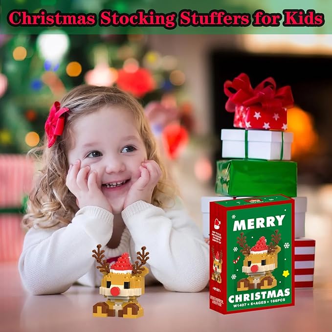 Christmas Reindeer Building Blocks Set Compatible with Lego Advent Calendar 2024 Stacking New Toys Holiday Present Box New Year Xmas Gifts for Kids for Boys & Girls and Adults