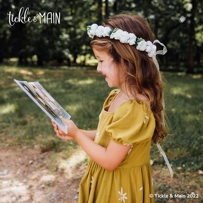 Tickle & Main Flower Girl Gift Set, Flower Girl Proposal, Book with Floral Crown Headband Headpiece in Adorable Gift Box
