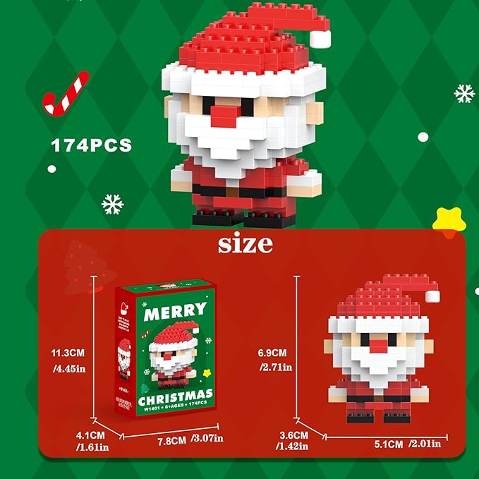 Christmas Santa Building Blocks Set Compatible with Lego Advent Calendar 2024 Stacking New Toys Holiday Present Box New Year Xmas Gifts for Kids for Boys & Girls and Adults