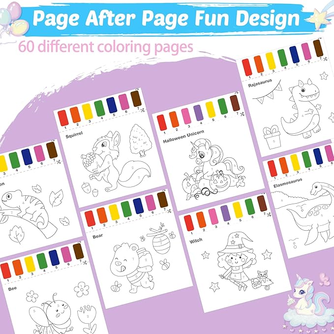 Watercolor Paint Books Set: 3 Pack Painting Books for Toddlers,Mess Free Coloring Book for 3 4 5 6 Years Old,Magic Book Art Craft Supplies for Christmas Travel Party Toy Gifts