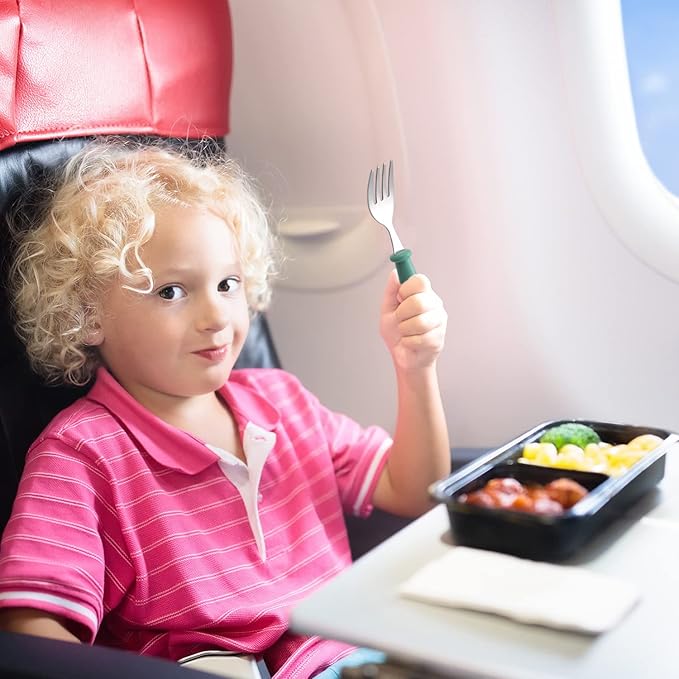 Pimoys 6 Pieces Toddler Forks Baby Forks Kids Forks with Round Handle, Stainless Steel Toddler Utensils Baby Silverware Metal Cutlery Set BPA Free, Dishwasher Safe