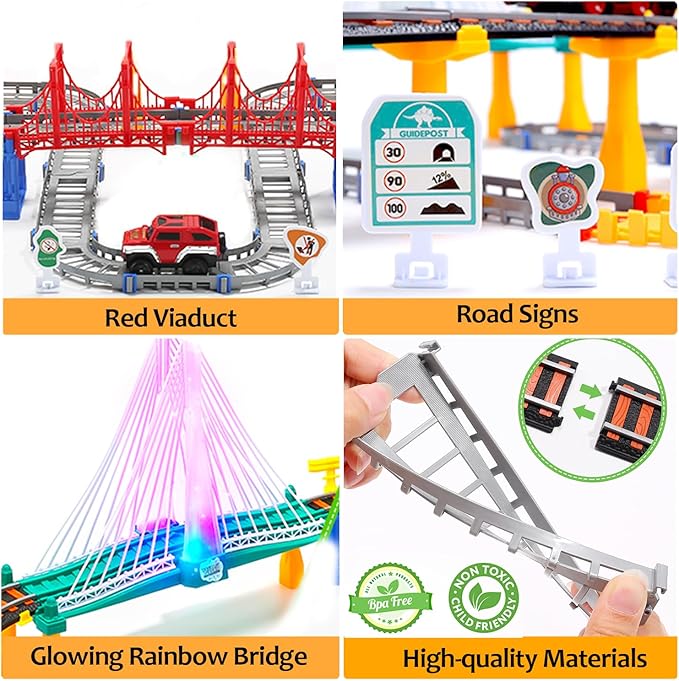 Toddler Train Set Toy, Electric Train Track Playset for 3 4 5 Years Old Kids, Boys and Girls