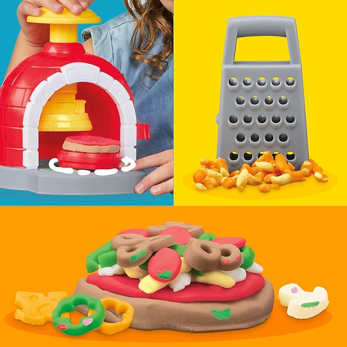 Play-Doh Kitchen Creations Pizza Oven Playset with 6 Cans & 8 Accessories, Back to School Classroom Supplies, Play Food & Cooking Toys, Preschool Toys, Ages 3+