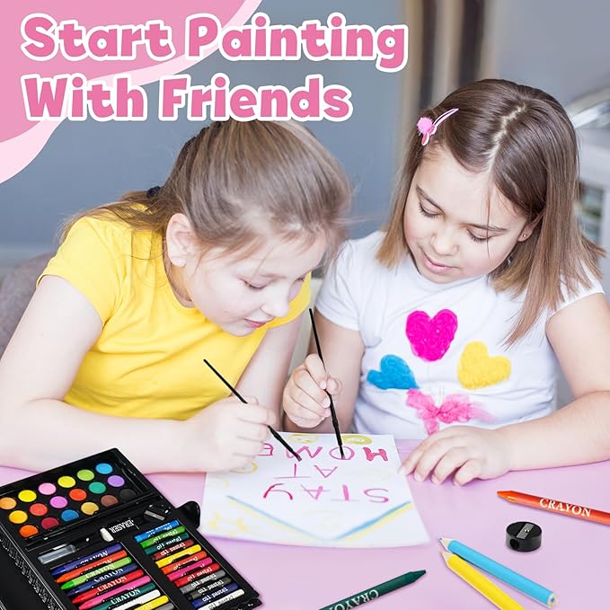 KIDDYCOLOR 80-Piece Kids Art Supplies Set, Portable Art Case with Gouache, Colored Pencils, Crayons, Markers for Boys & Girls Aged 3-12, Perfect Creative Gift for Children & Teens