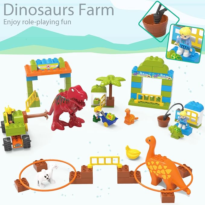Kids Toys for 2 3 4 5 6 7+ Year Old Boys Toddlers Classic Brick Set, Dinosaurs, Car, Figures, Build, Learn and Play, Educational Interactive Creative DIY Toy Compatible with All Major Brands