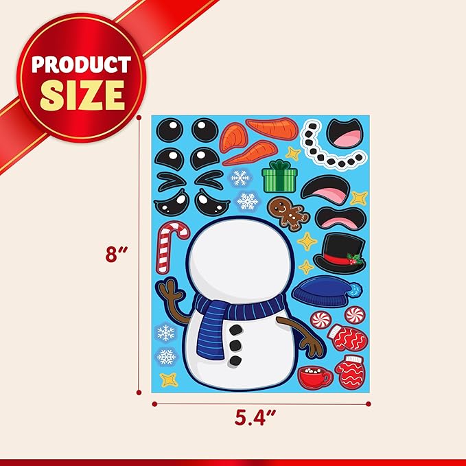 JOYIN 36 Pcs Christmas Make-a-face Sticker Sheets Make Your Own Xmas Characters Sticker with Santa Santa, Gnome, Reindeer, Snowman, for Kids Party Favor, Art Craft Supplies, Classroom Activities Game