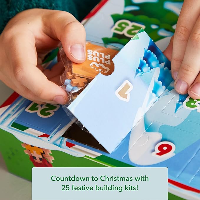 Plus Plus Christmas Advent Calendar 2024, 25 Kids Building Block Toys, Mini 3D Puzzle Kits, Fun Holiday Countdown Stem Gifts, 600 Pieces - Woodland Christmas