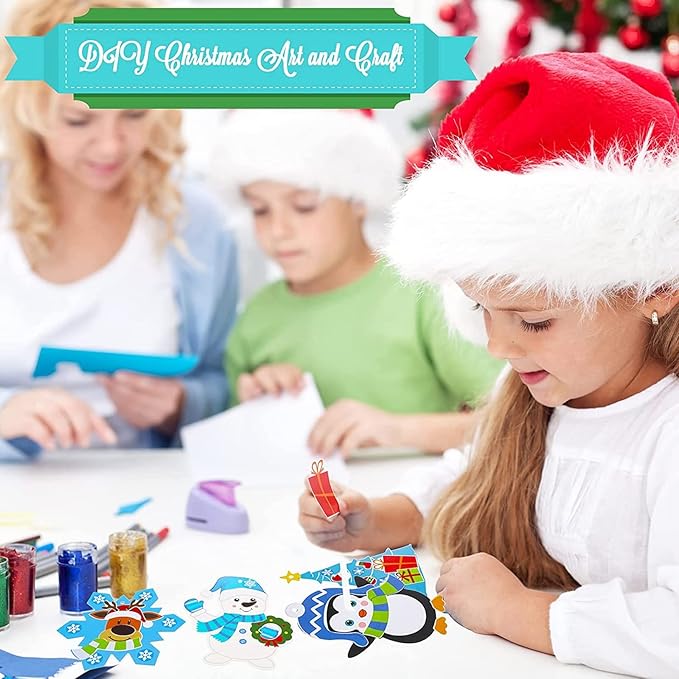 Civaner Christmas Crafts for Kids, Christmas Arts and Crafts DIY Christmas Tree Ornament Kit Make Your Own Christmas Craft Projects for Kids Ages 6-8 8-12, 4 Styles (48 Sets)