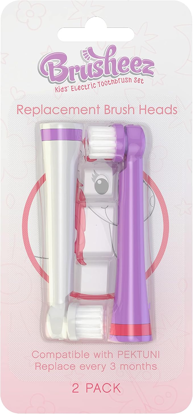 Brusheez Electronic Toothbrush Replacement Brush Heads 2 Pack (Sparkle The Unicorn)