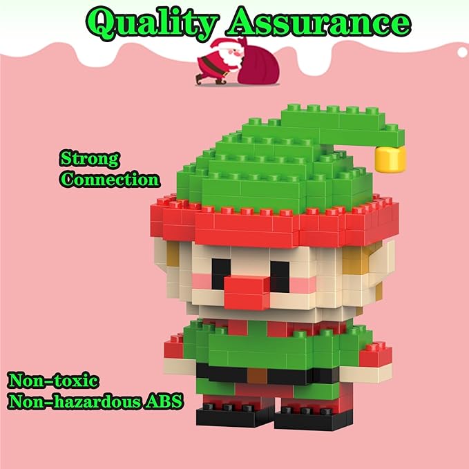 Christmas Elf Building Blocks Set Compatible with Lego Advent Calendar 2024 Stacking New Toys Holiday Present Box New Year Xmas Gifts for Kids for Boys & Girls and Adults