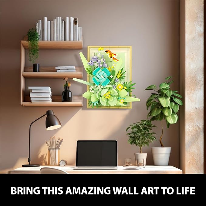 Flowers Building Set for Adults, Compatible with Lego Flowers Roses Plants Picture Frame, Botanical Collection Wall Art Home Office Decor, Ideas Gift Building Toy for Boys Girls (683 PCS)