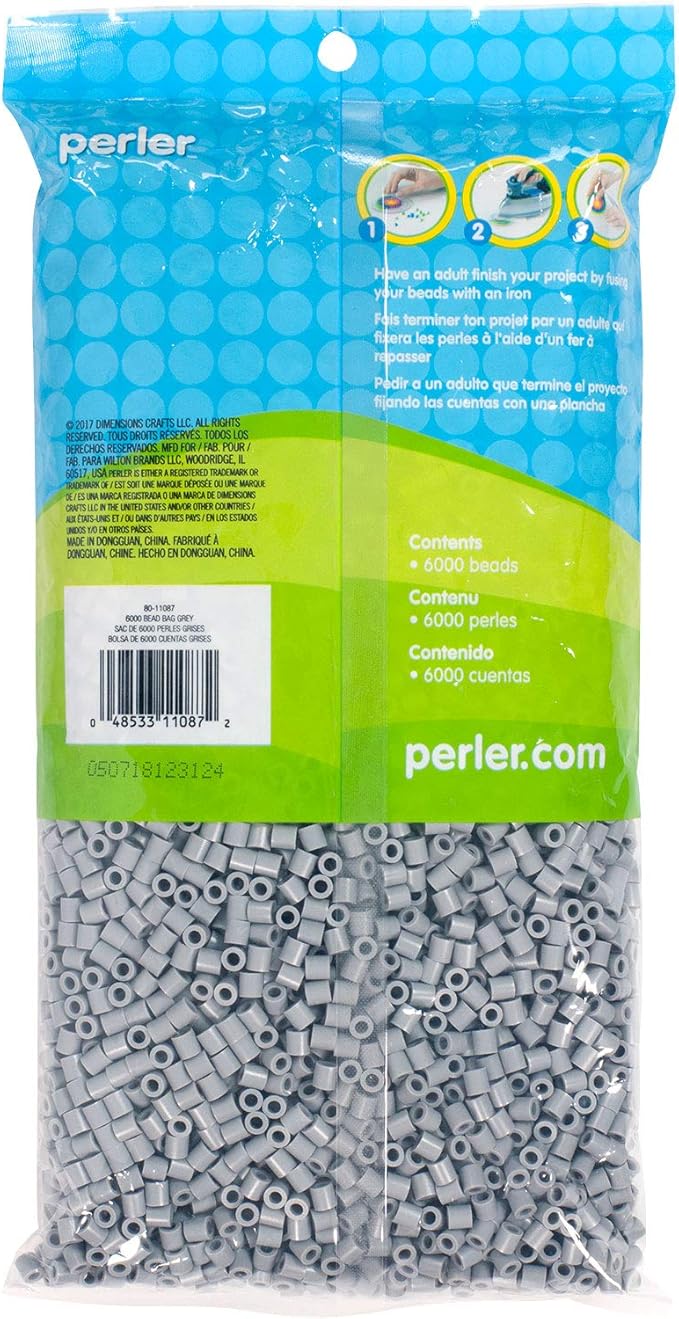 Perler Beads Fuse Beads for Crafts, 6000pcs, Gray