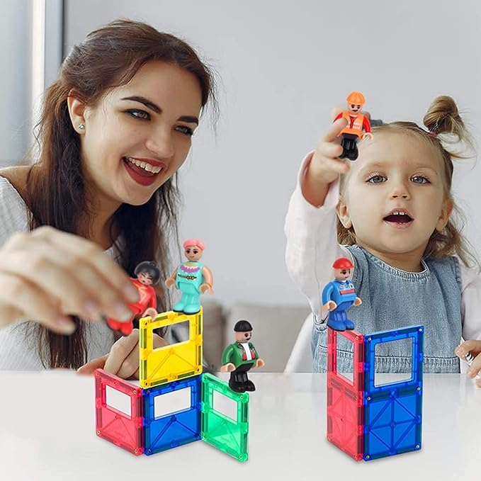 Playmags Magnetic Figures Community Set of 15 Pieces - Play People Perfect for Magnetic Tiles Building Blocks - STEM Learning Toys Children – Magnet Tiles Expansion Accessories Pack (Styles May Vary)