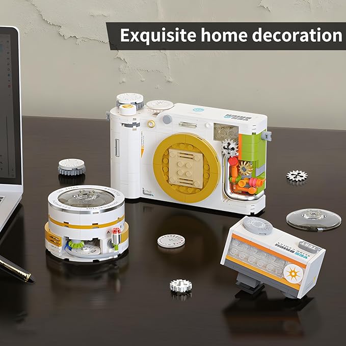 Retro Creative Camera Building Blocks for Adults,Semi Mechanical Puzzle Assembly Building Blocks Camera Toy,DSLR Camera Toy, 8 9 10 11 12