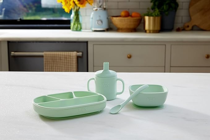 NUK Silicone Baby Spoons, Durable Silicone Material, Easy to Hold & Feed, Dishwasher-Safe, BPA-Free, Pack of 3