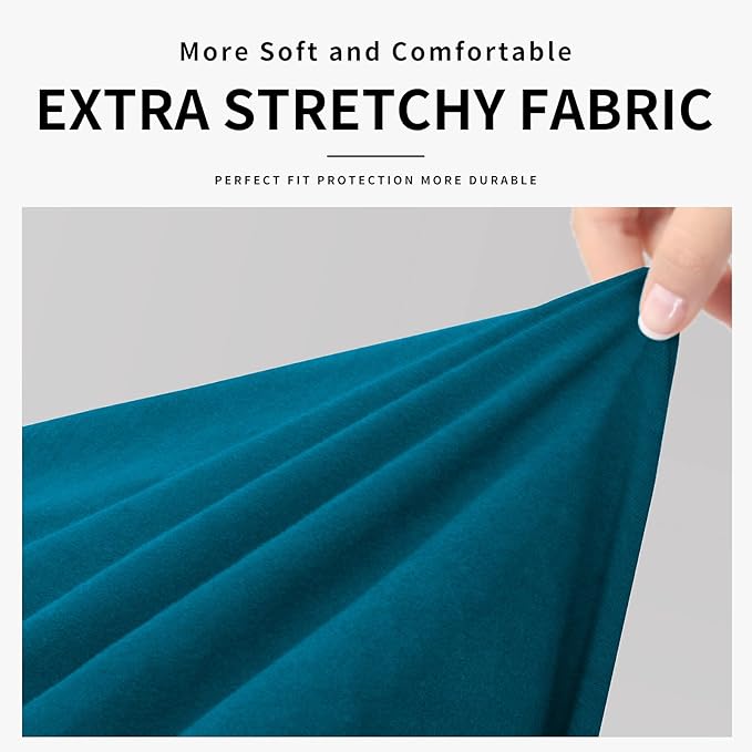 Easy-Going 100% Dual Waterproof Chair Cover Stretch Soft Couch Cover for Dogs, Sofa Slipcover for 1 Separate Cushion Couch Leakproof Furniture Protector for Kids, Pets Peacock Blue